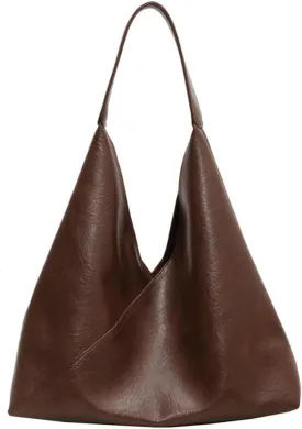 Slouchy Hobo Tote Bags for Women - Retro PU Leather Shoulder Purses - Large Capacity 2pcs Ladies Top Handle Handbag