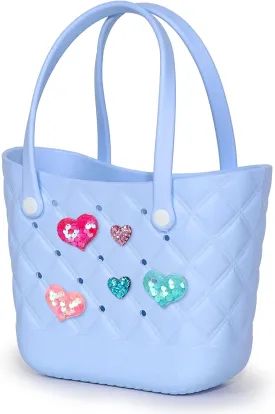 Small Rubber Tote Bag with 5 Charms Cute Beach Tote Small Rubber Bags for Women
