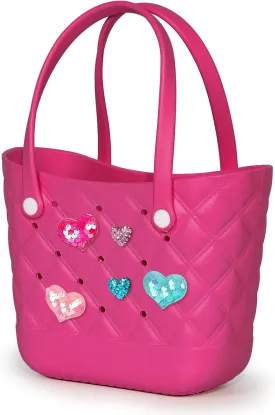 Small Rubber Tote Bag with 5 Charms Cute Beach Tote Small Rubber Bags for Women