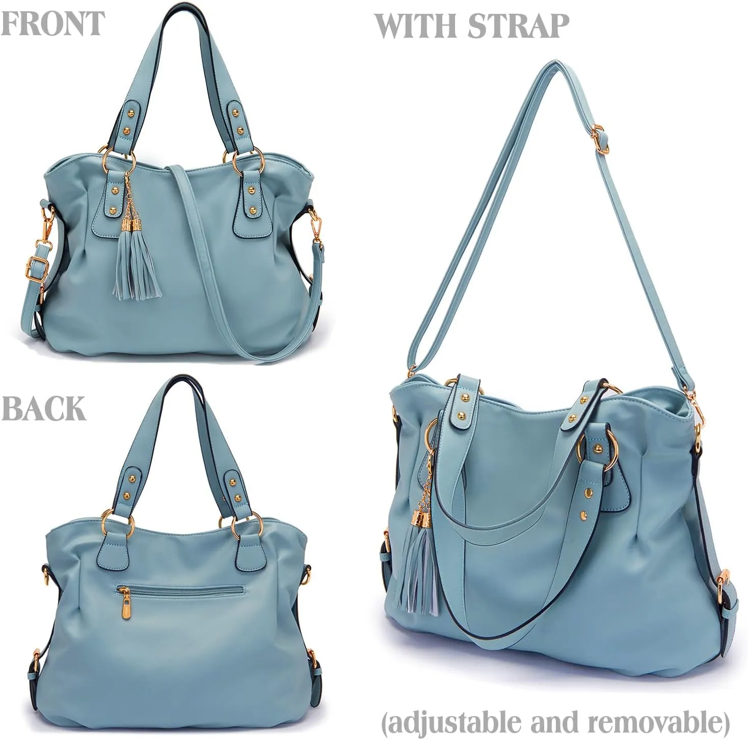 Soperwillton Fashion Handbag for Women Shoulder Bag Top Handle Satchel Hobo Tote Bag Purse Set 4pcs