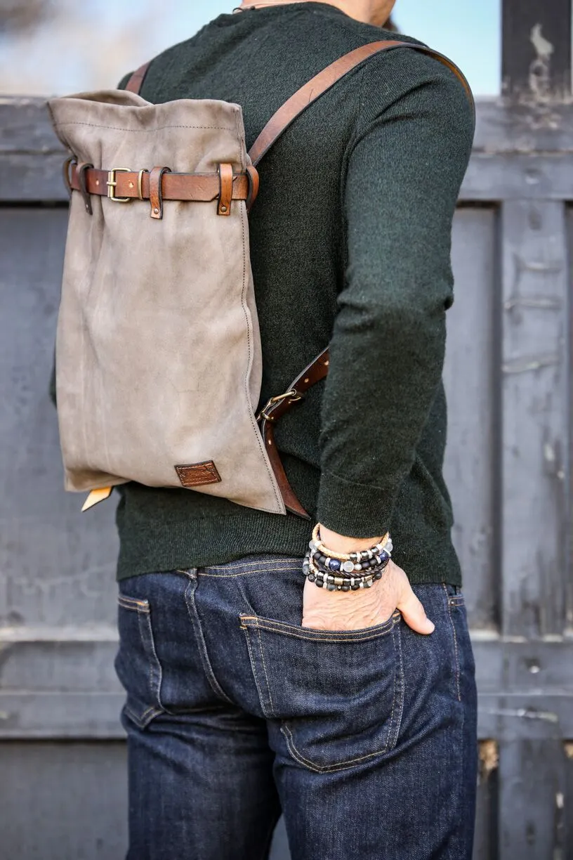 Suede Belted City Backpack
