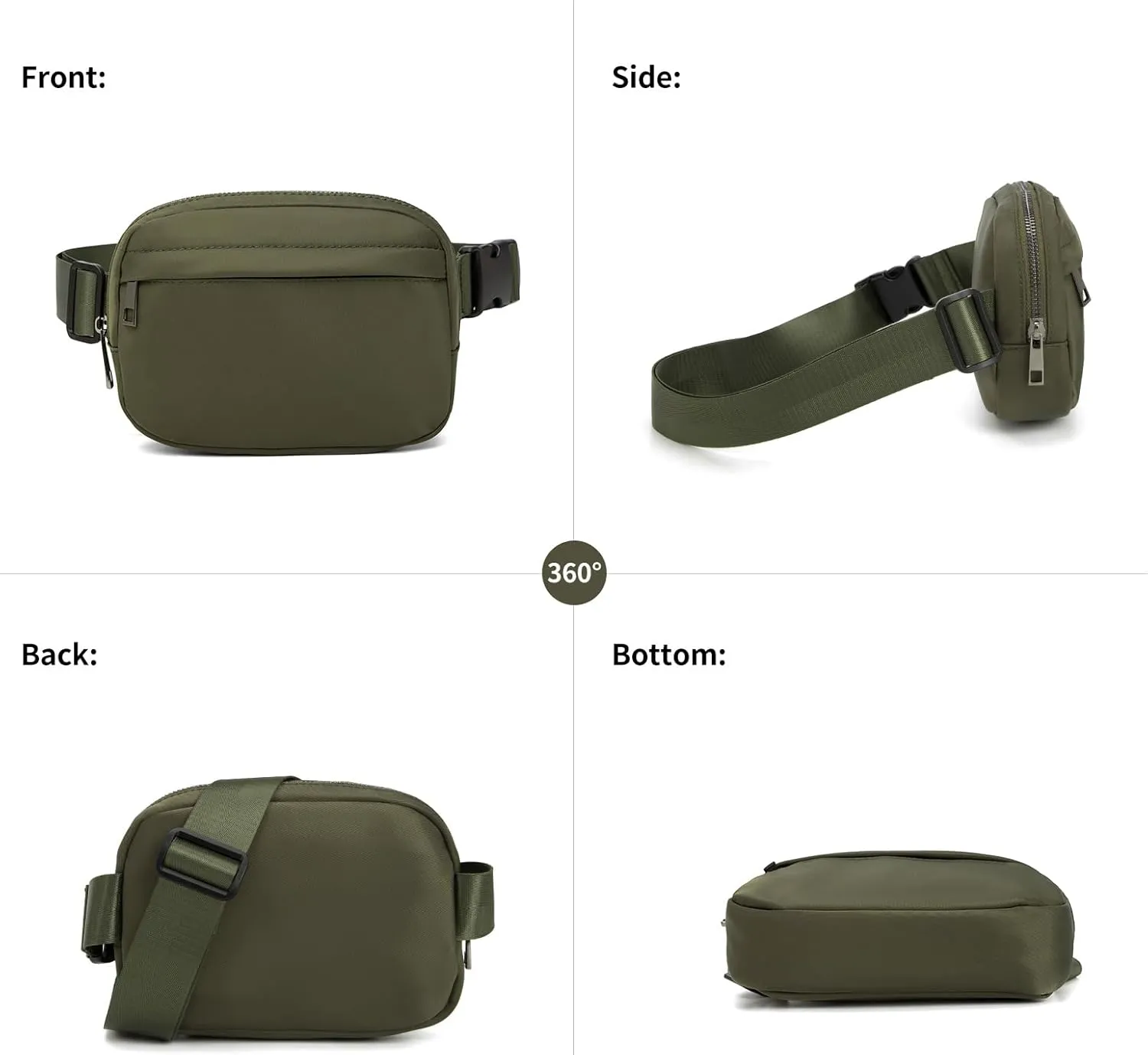 Unisex Belt Bag Fanny pack crossbody bags Everywhere Waist packs with Adjustable Strap (Dim Olive)