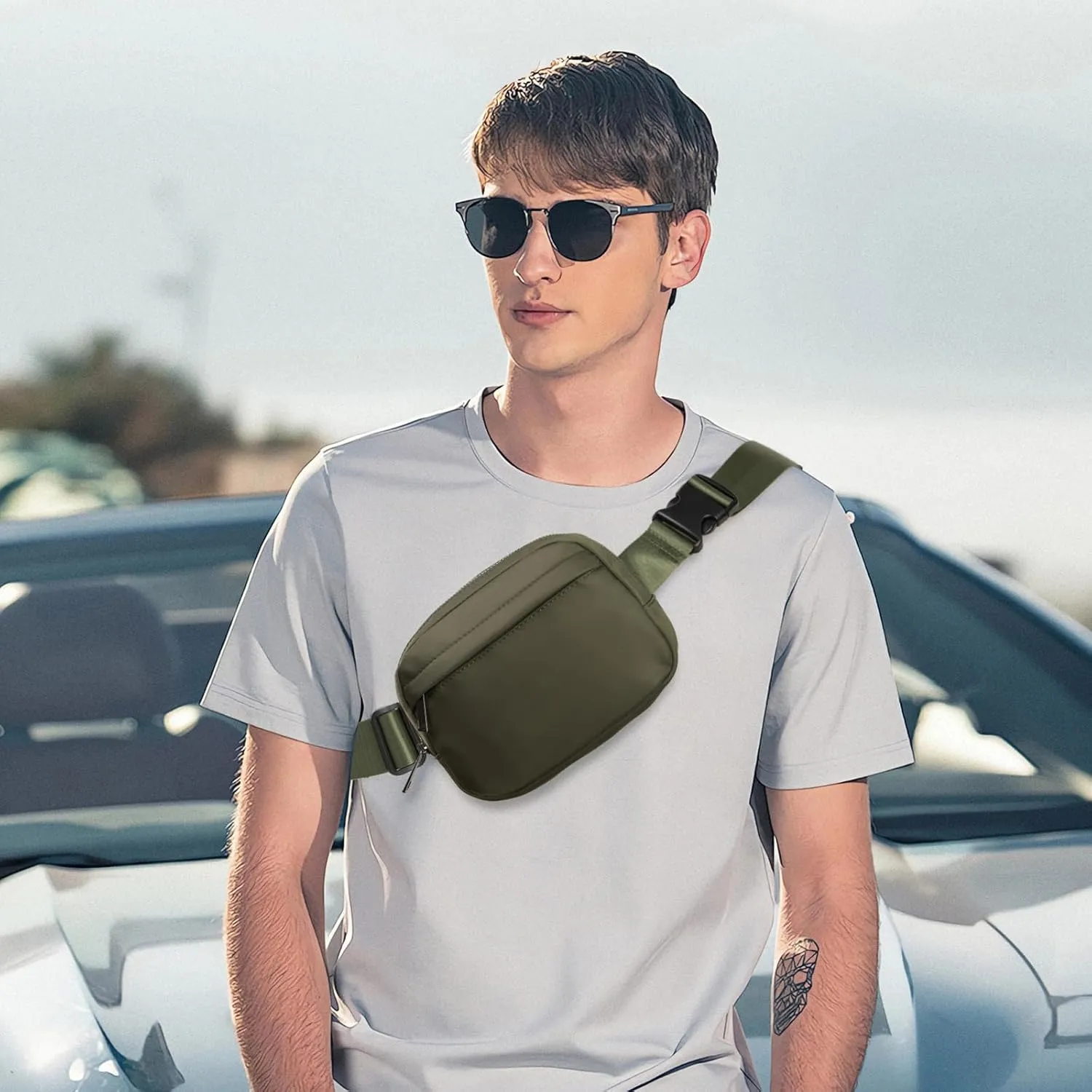 Unisex Belt Bag Fanny pack crossbody bags Everywhere Waist packs with Adjustable Strap (Dim Olive)