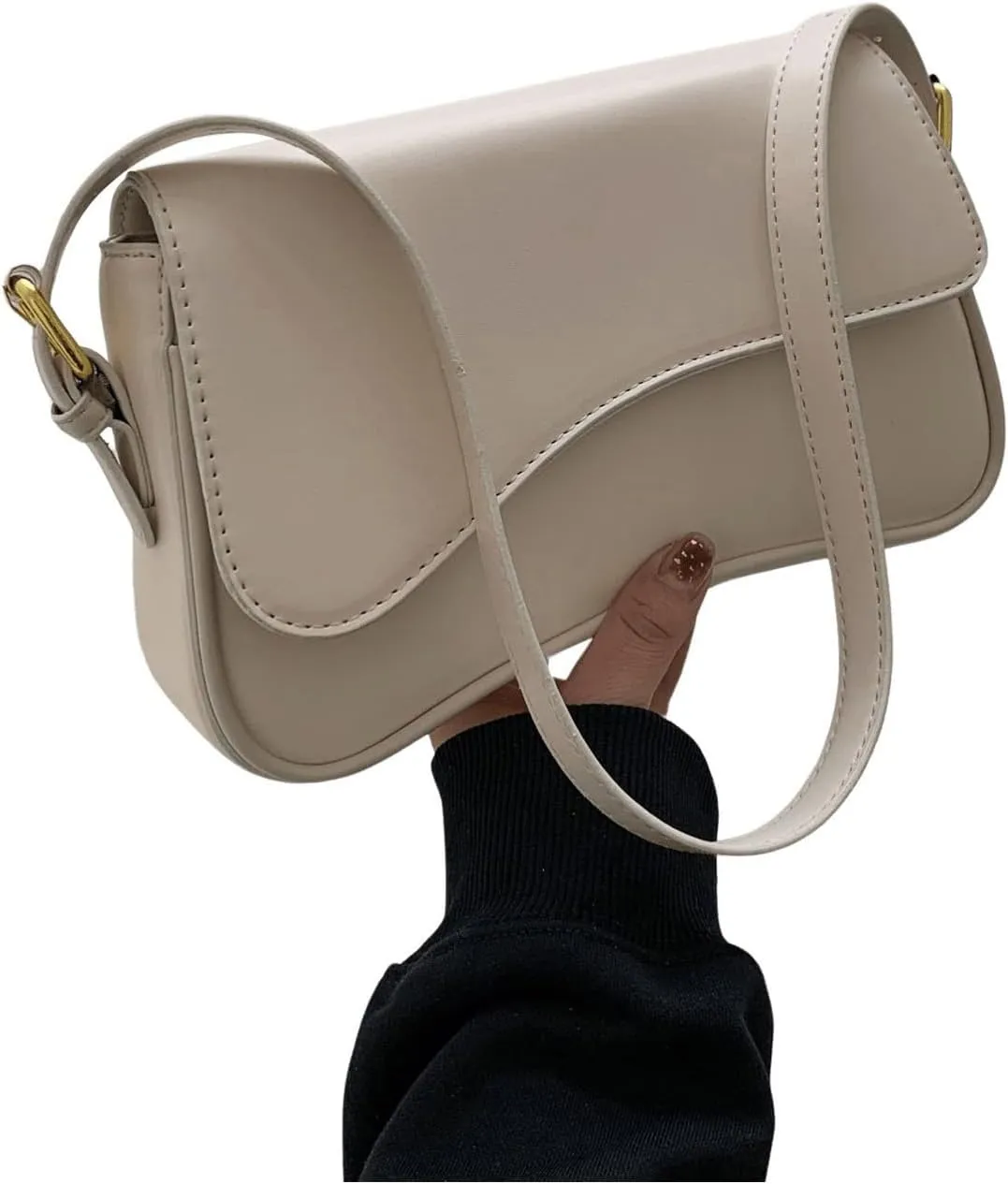 Verdusa Women's Leather Shoulder Bag Clutch Purses Trendy Hobo Crossbody Handbags Y2K Saddle Flap Underarm Purse