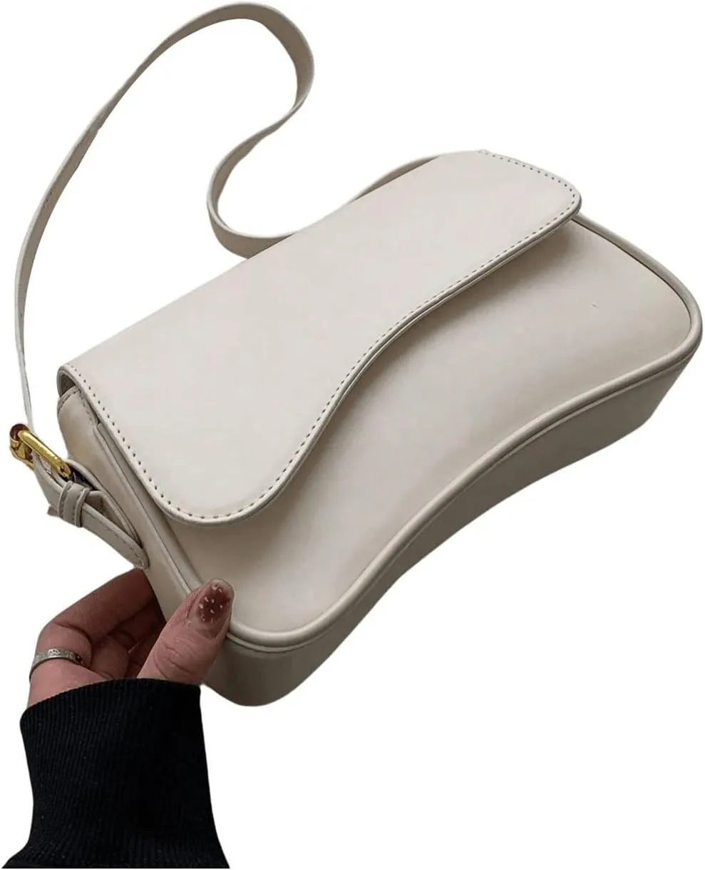 Verdusa Women's Leather Shoulder Bag Clutch Purses Trendy Hobo Crossbody Handbags Y2K Saddle Flap Underarm Purse