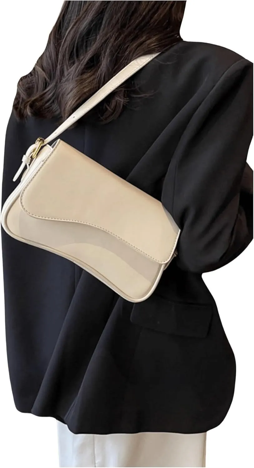 Verdusa Women's Leather Shoulder Bag Clutch Purses Trendy Hobo Crossbody Handbags Y2K Saddle Flap Underarm Purse