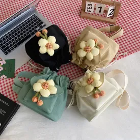 Vvsha - Women'S Bag Drawstring Crossbody Bag For Girls Cute Canvas Bucket Shoulder Bag Fashion Handbag Messenger Bag For Travel Vacation