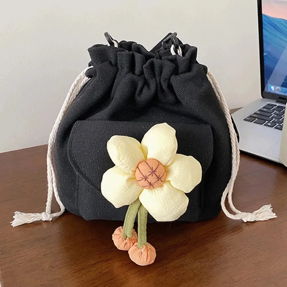 Vvsha - Women'S Bag Drawstring Crossbody Bag For Girls Cute Canvas Bucket Shoulder Bag Fashion Handbag Messenger Bag For Travel Vacation
