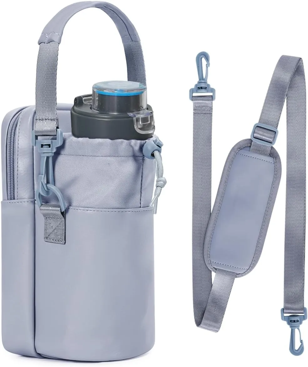 Wandering Nature Water Bottle Holder with Strap 32oz Insulated Water Bottle Carrier Sling Bag with Phone Pocket Water Bottle Pouch for Hiking Walking(Patent Pending)