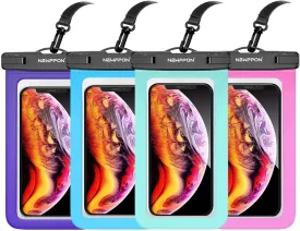 Waterproof Cell Phone Pouch : 4 Pack Float Clear Cell Holder Protector with Lanyard - Universal Floatable Water Proof Dry Bag for iPhone Samsung Galaxy for Beach Swimming Pool