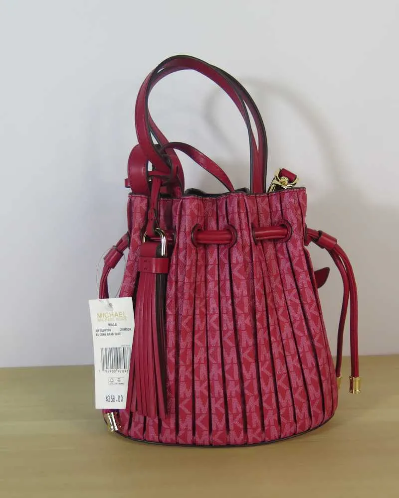 Willa Extra-Small Pleated Logo Tote Bag